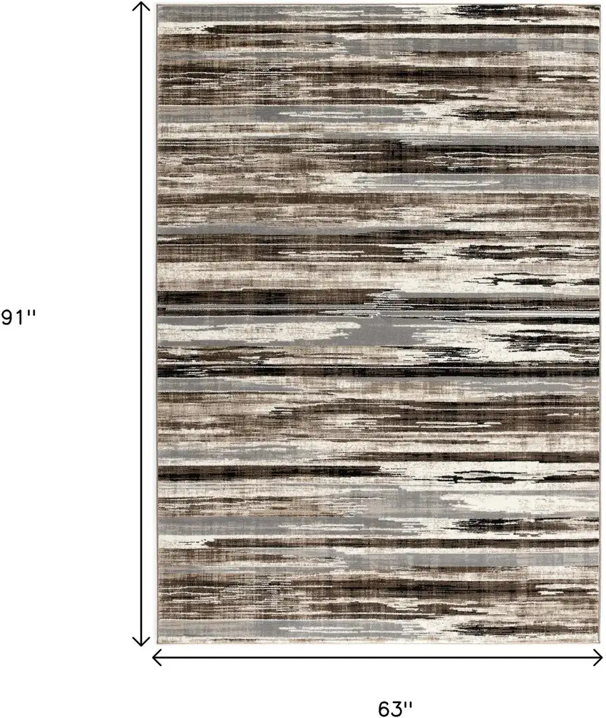 Beige Striped Dhurrie Area Rug Photo 3