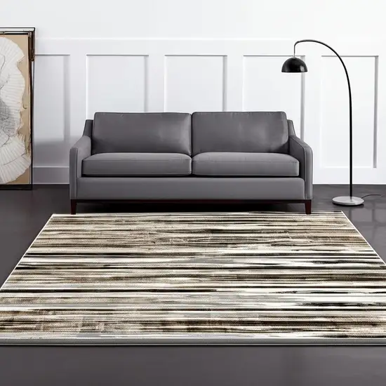 Beige Striped Dhurrie Area Rug Photo 1