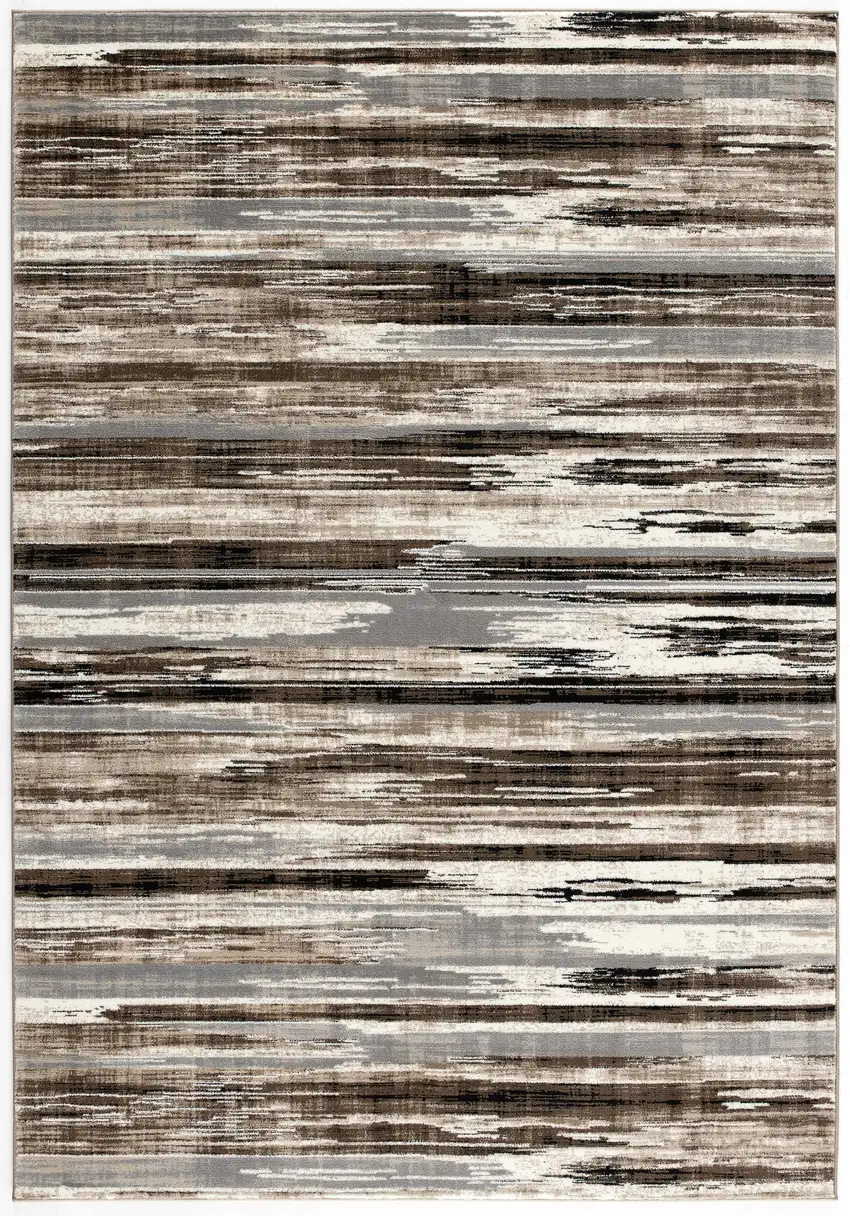 Beige Striped Dhurrie Area Rug Photo 1