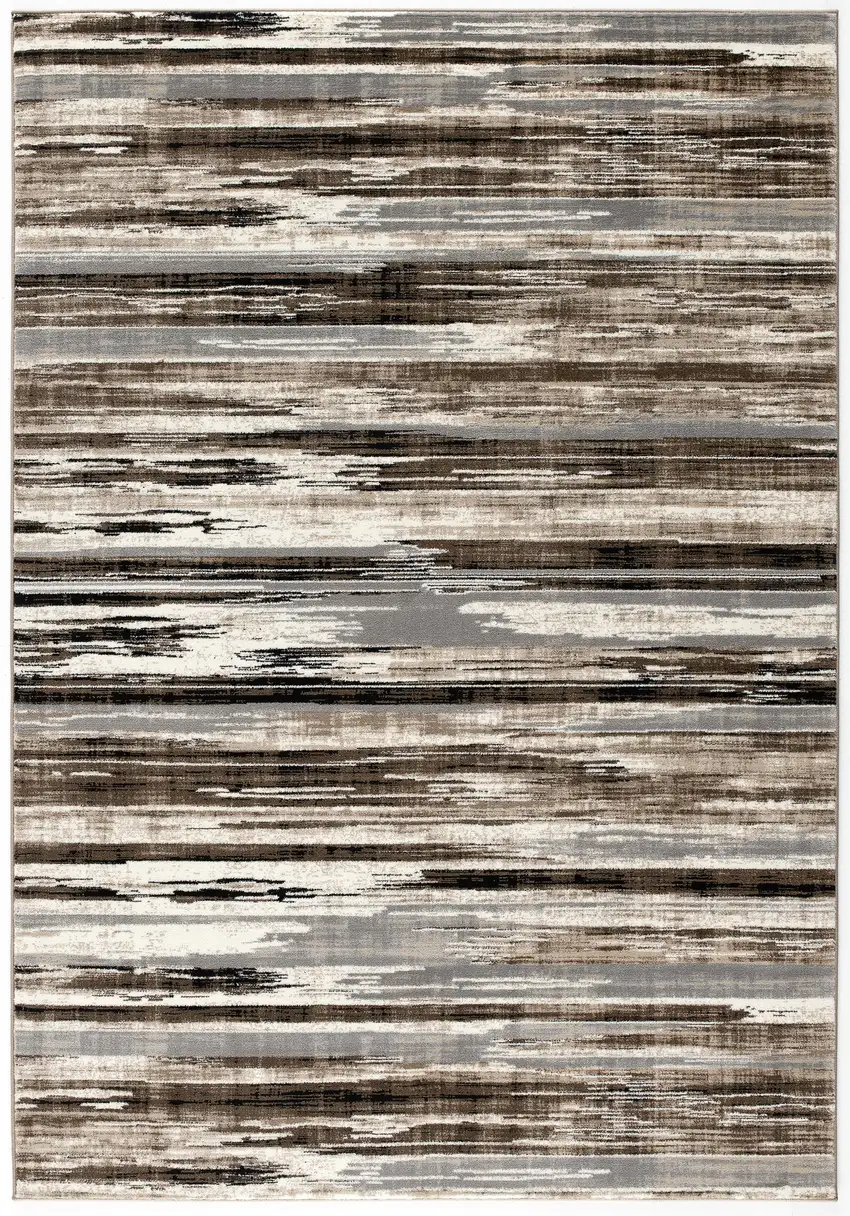 Beige Striped Dhurrie Area Rug Photo 5