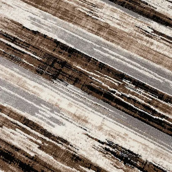 10' Beige Brown and Gray Abstract Runner Rug Photo 4