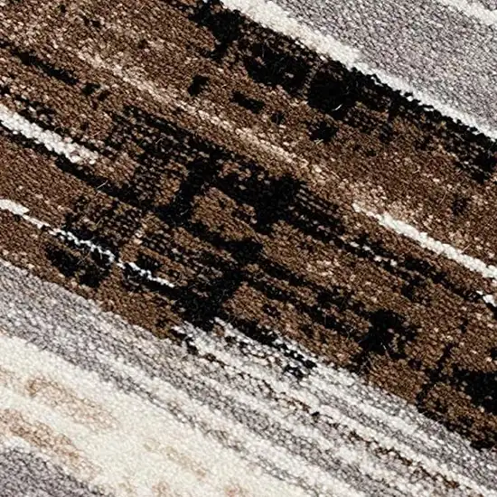 10' Beige Brown and Gray Abstract Runner Rug Photo 6