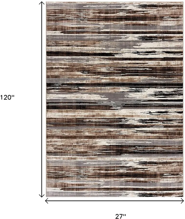 Beige Rustic Strokes Runner Rug Photo 5