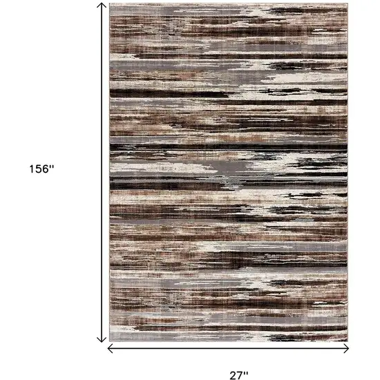 2' X 13' Beige Rustic Strokes Runner Rug Photo 8