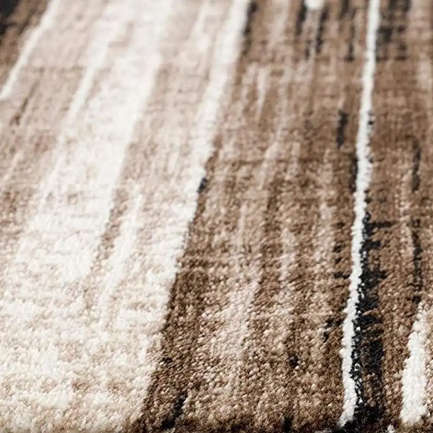 2' X 8' Beige Rustic Strokes Runner Rug Photo 9