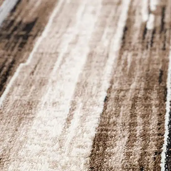 2' X 8' Beige Rustic Strokes Runner Rug Photo 8