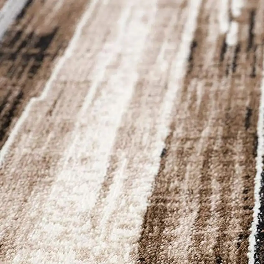 2' X 8' Beige Rustic Strokes Runner Rug Photo 8