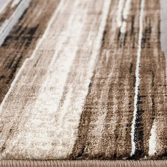 2' X 8' Beige Rustic Strokes Runner Rug Photo 9