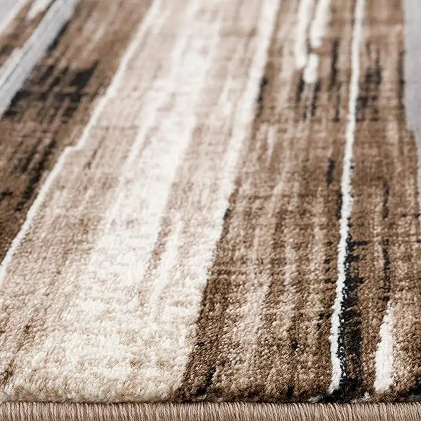 2' X 8' Beige Rustic Strokes Runner Rug Photo 9