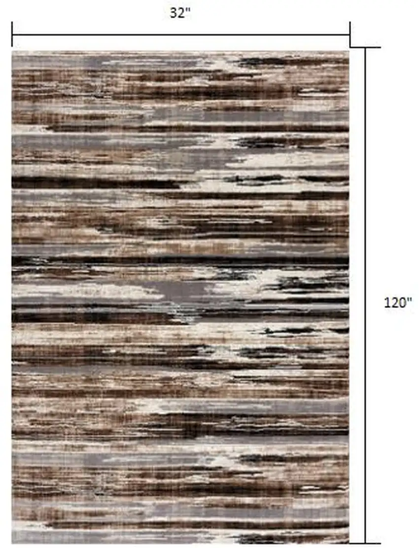 10' Beige Striped Dhurrie Runner Rug Photo 6