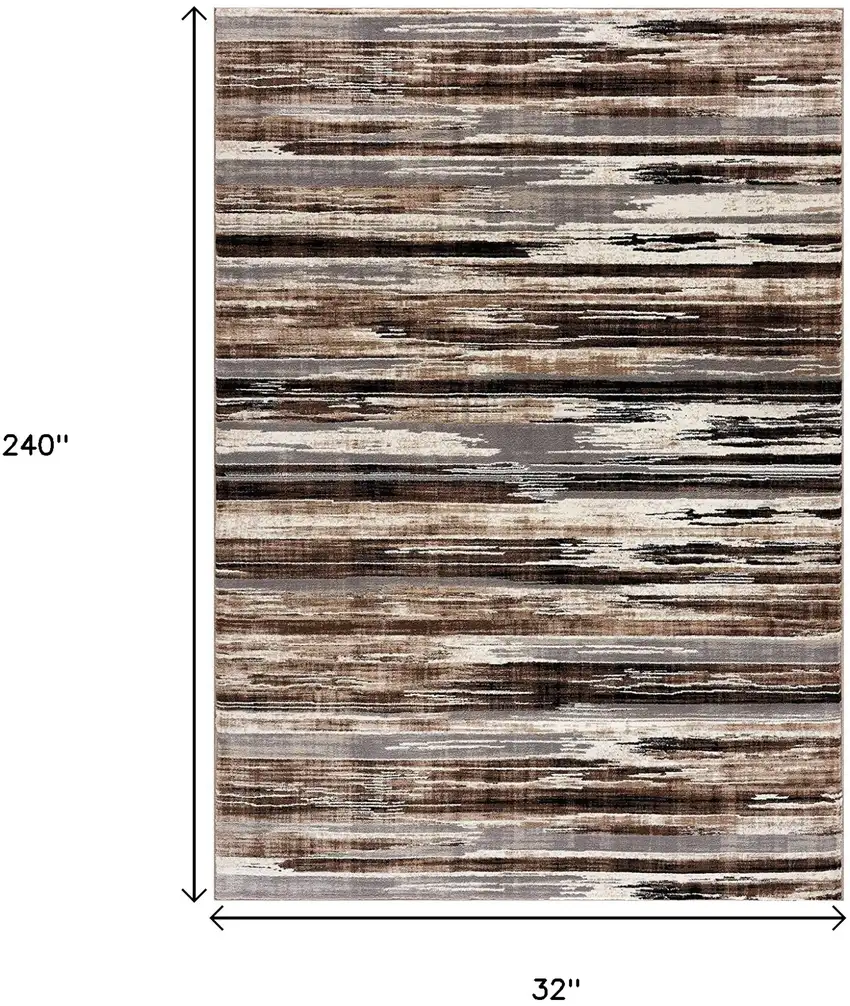 20' Beige And Ivory Abstract Distressed Runner Rug Photo 7