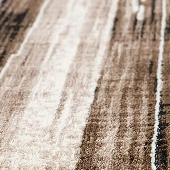 8' Beige Striped Dhurrie Runner Rug Photo 9