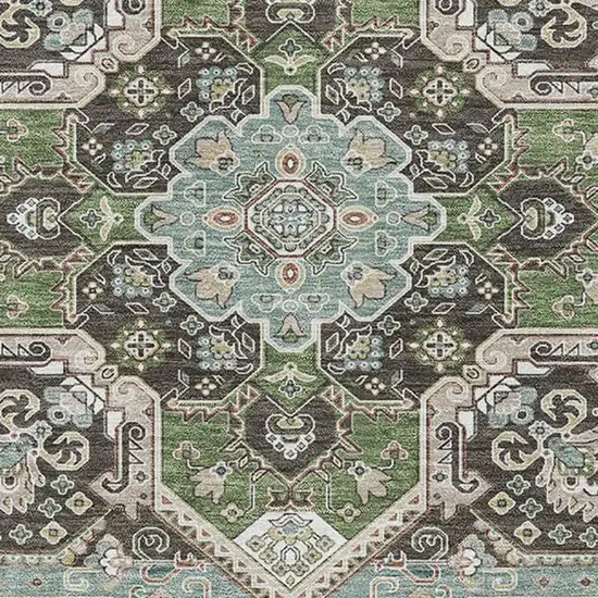 Beige Sage And Ivory Oriental Washable Area Rug With UV Protection Photo 2