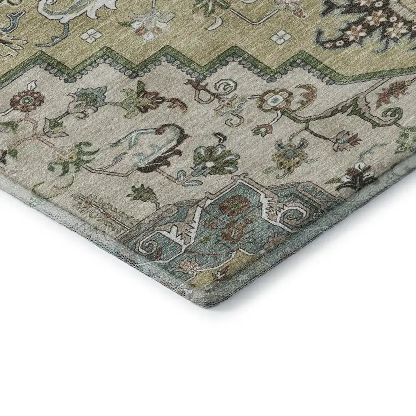 Beige Sage And Ivory Oriental Washable Area Rug With UV Protection Photo 7