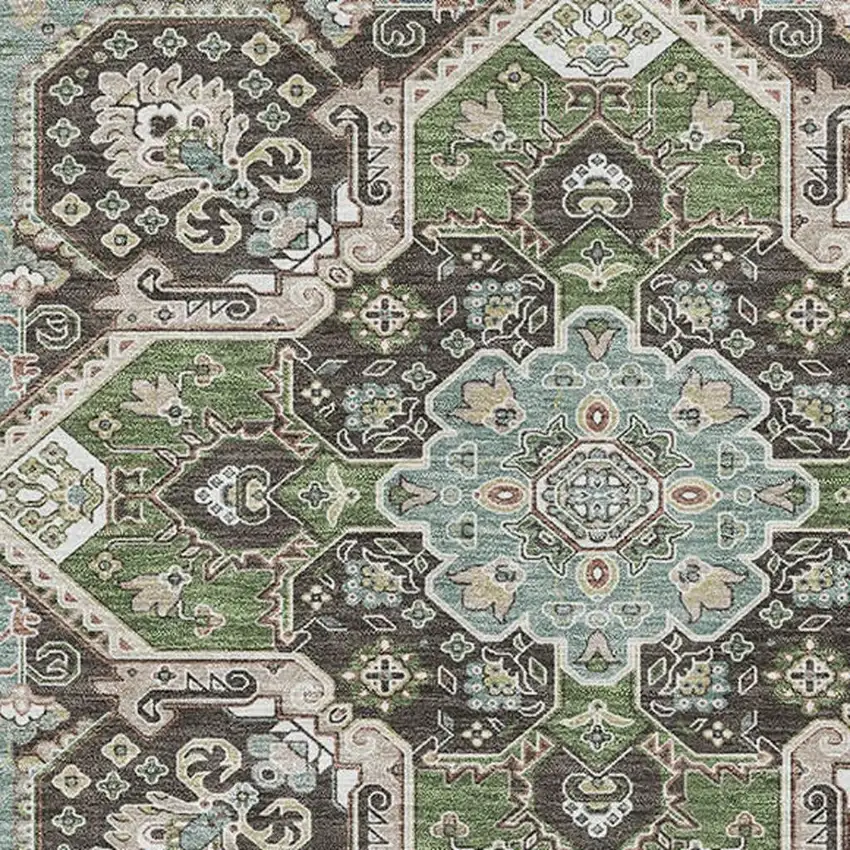 Beige Sage And Ivory Oriental Washable Area Rug With UV Protection Photo 3