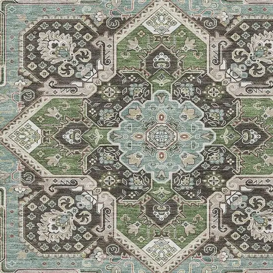 Beige Sage And Ivory Oriental Washable Area Rug With UV Protection Photo 2