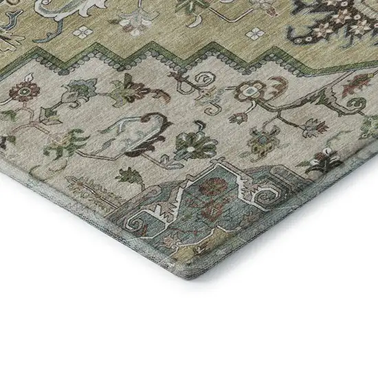 Beige Sage And Ivory Oriental Washable Area Rug With UV Protection Photo 7