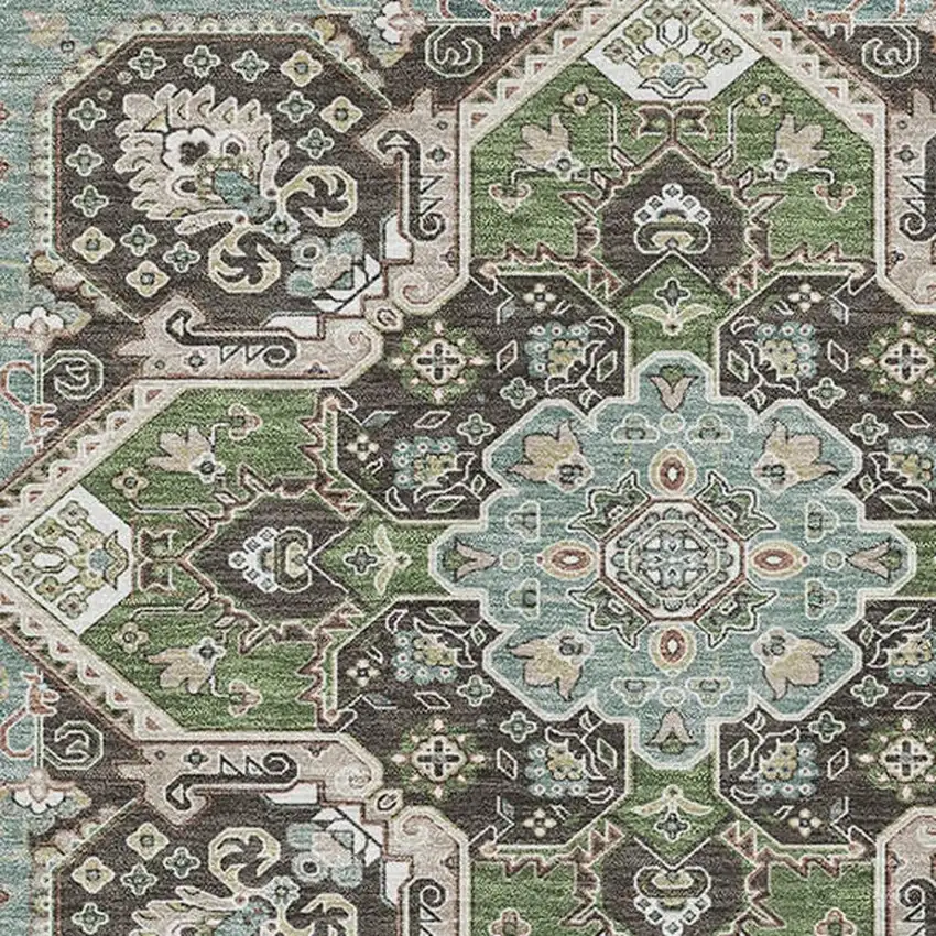 Beige Sage And Ivory Oriental Washable Area Rug With UV Protection Photo 2