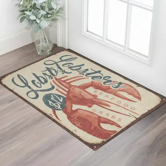 Beige Salmon And Brown Nautical Washable Area Rug With UV Protection Photo 1