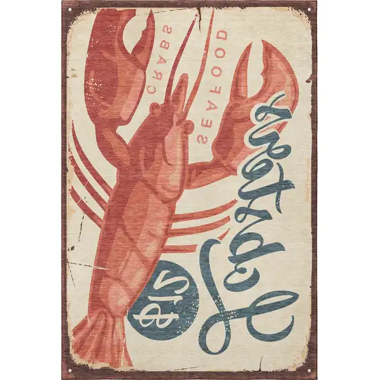 Beige Salmon And Brown Nautical Washable Area Rug With UV Protection Photo 4