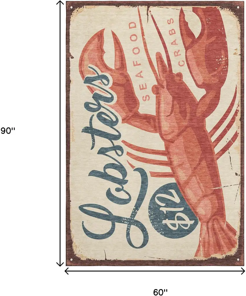 Beige Salmon And Brown Nautical Washable Area Rug With UV Protection Photo 3