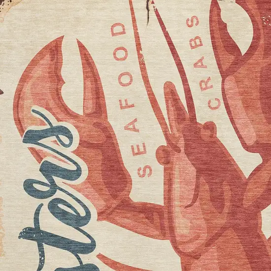 Beige Salmon And Brown Nautical Washable Area Rug With UV Protection Photo 4