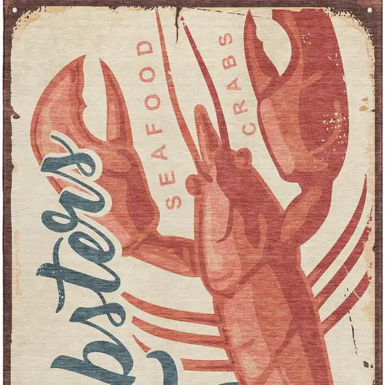 Beige Salmon And Brown Nautical Washable Area Rug With UV Protection Photo 5