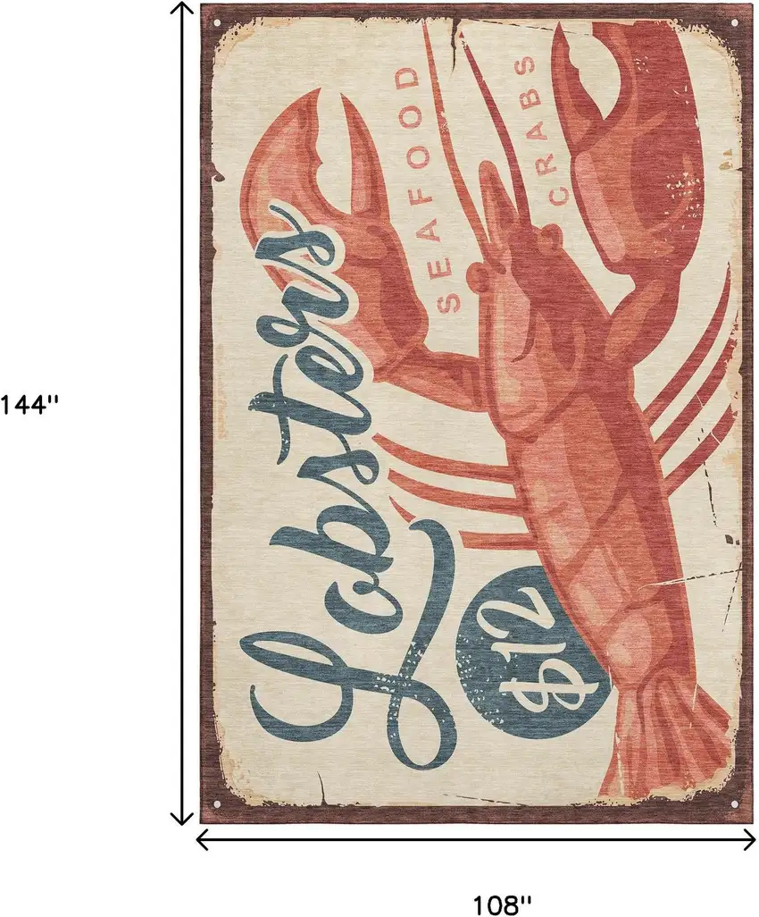 Beige Salmon And Brown Nautical Washable Area Rug With UV Protection Photo 3