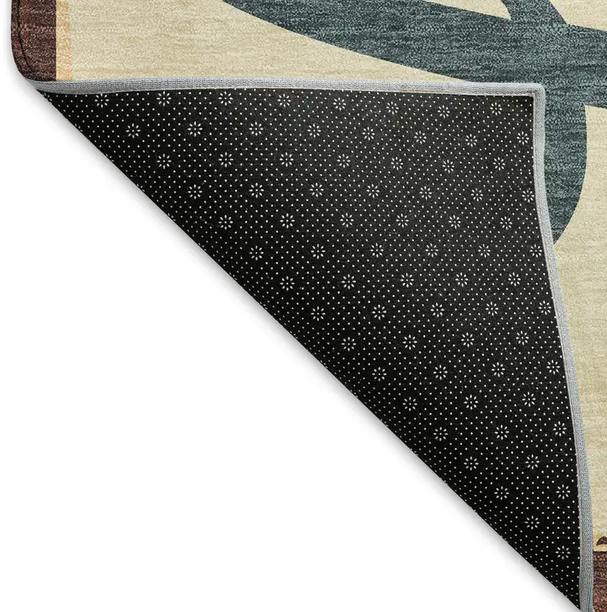 Beige Salmon And Brown Nautical Washable Area Rug With UV Protection Photo 8