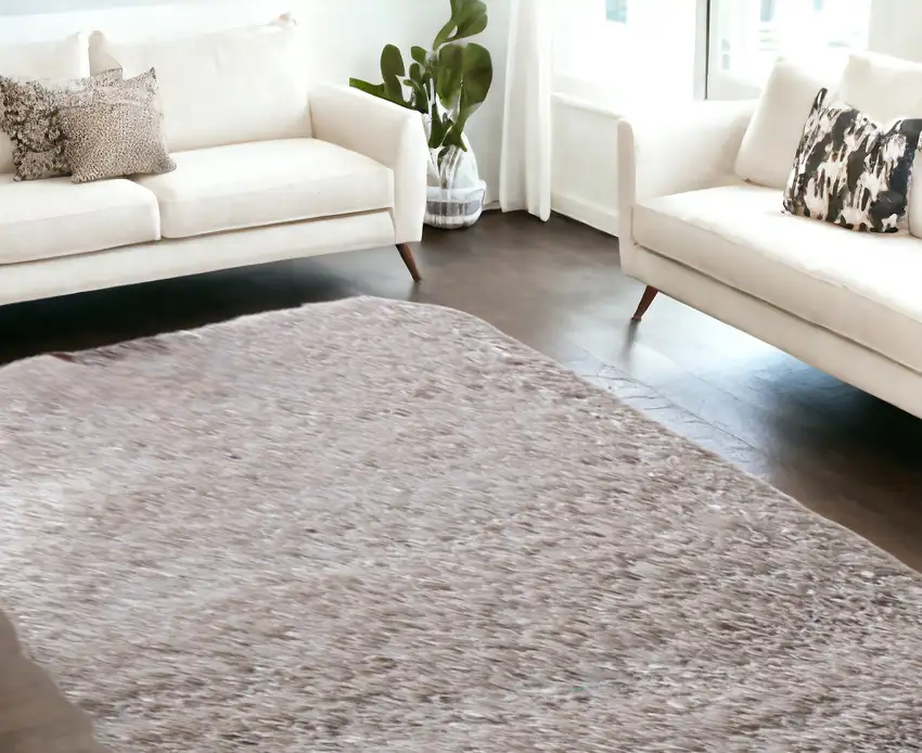 Beige Shag Hand Tufted Area Rug Photo 1