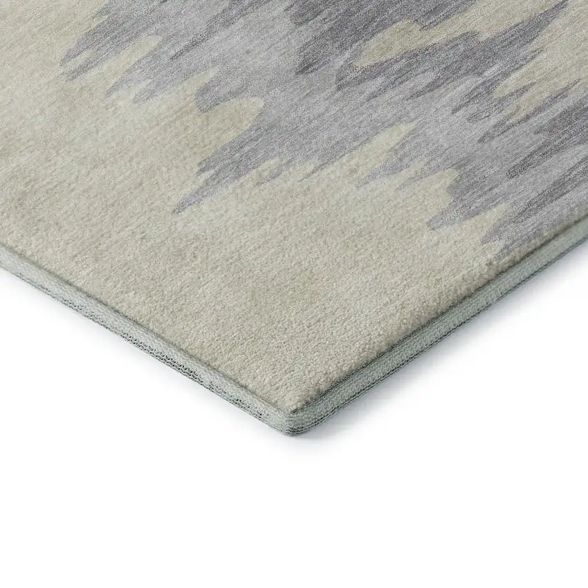 Beige Silver And Gray Abstract Washable Area Rug With UV Protection Photo 6