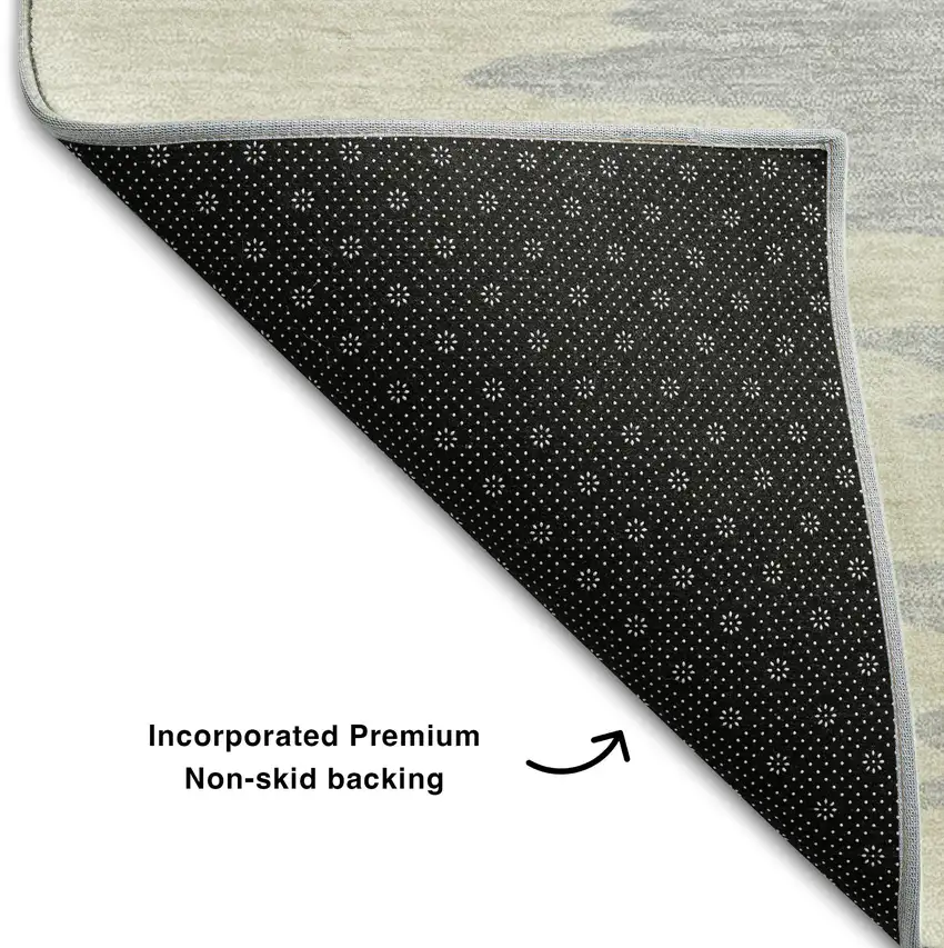 Beige Silver And Gray Abstract Washable Area Rug With UV Protection Photo 6