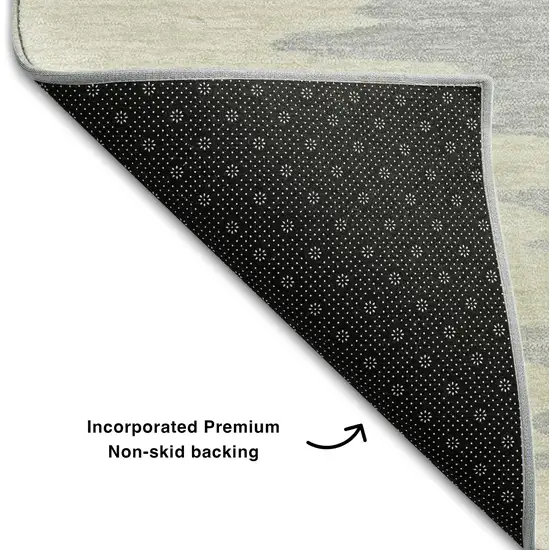 Beige Silver And Gray Abstract Washable Area Rug With UV Protection Photo 6