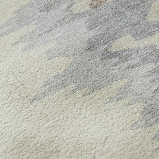 Beige Silver And Gray Abstract Washable Area Rug With UV Protection Photo 9