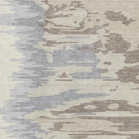 Beige Silver And Gray Abstract Washable Area Rug With UV Protection Photo 2