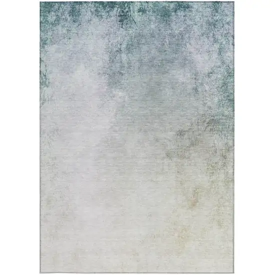 Beige Sky Blue And Teal Blue Ombre Washable Indoor Outdoor Area Rug Photo 6