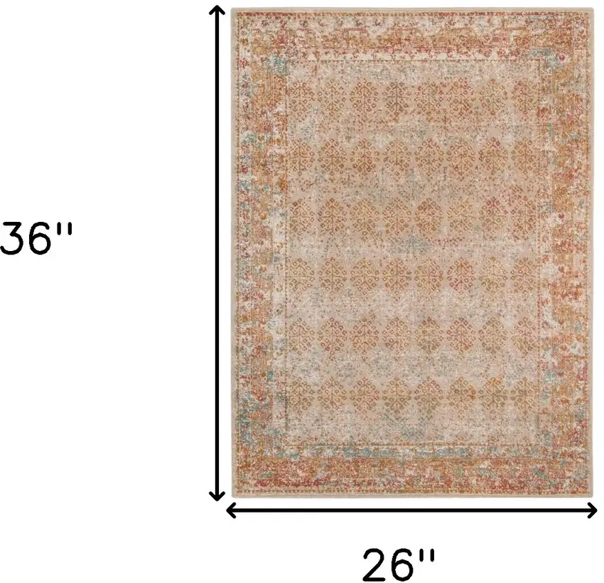 Beige Southwestern Power Loom Area Rug With Fringe Photo 6