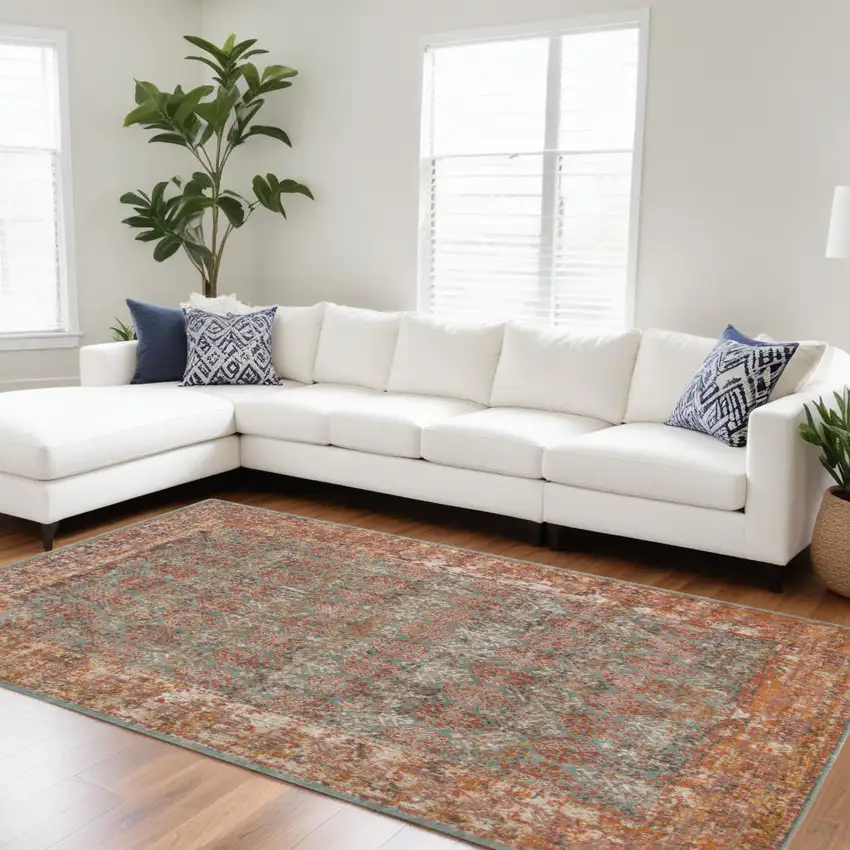 Beige Southwestern Power Loom Area Rug With Fringe Photo 1
