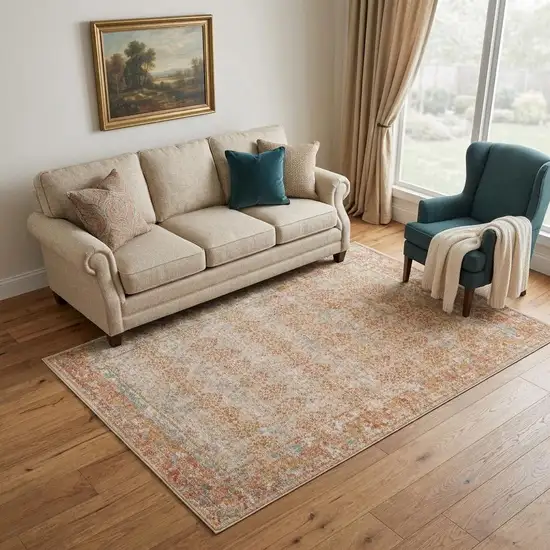 Beige Orange And Teal Southwestern Area Rug Photo 1