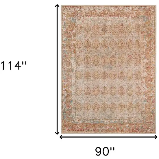 Beige Orange And Teal Southwestern Area Rug Photo 3