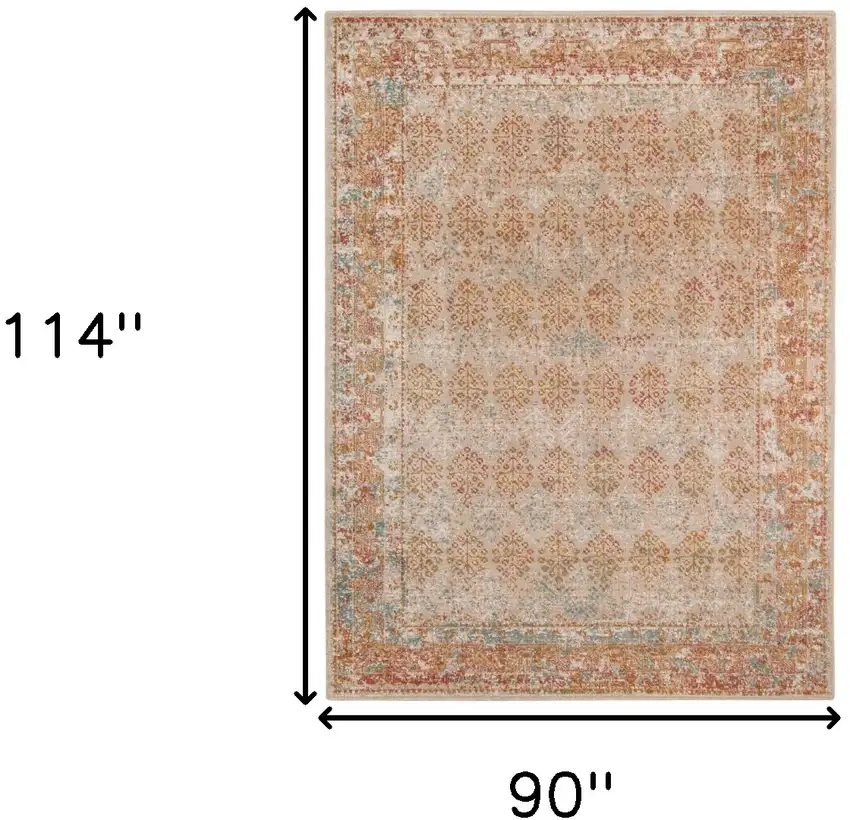 Beige Orange And Teal Southwestern Area Rug Photo 3