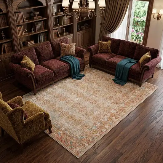 Beige Orange And Teal Southwestern Area Rug Photo 1