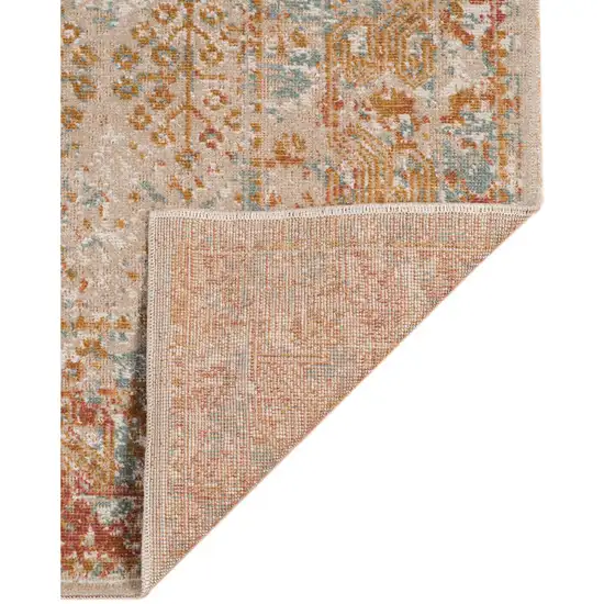 Beige Orange And Teal Southwestern Area Rug Photo 5