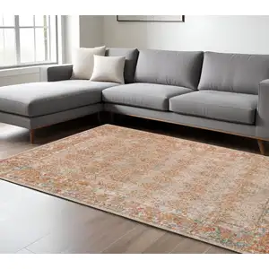Photo of Beige Southwestern Power Loom Area Rug With Fringe