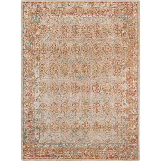Beige Orange And Teal Southwestern Area Rug Photo 2