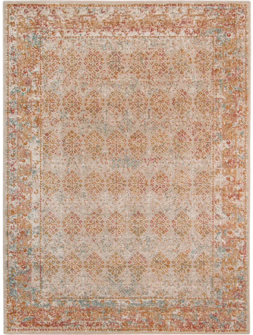Beige Orange And Teal Southwestern Area Rug Photo 2