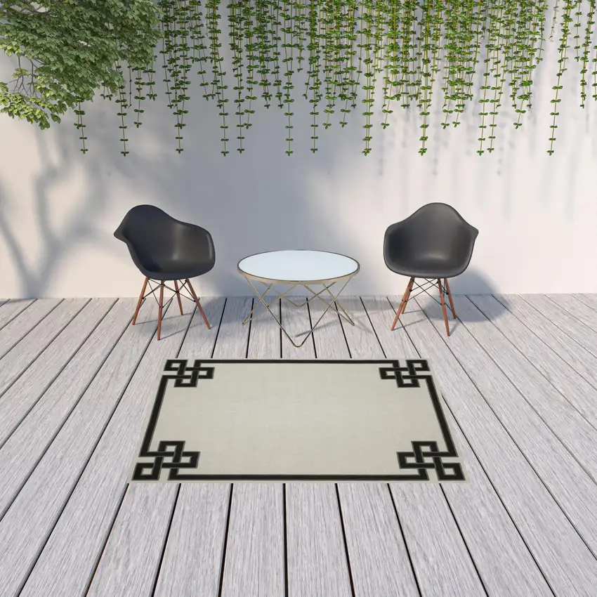 Beige Stain Resistant Indoor Outdoor Area Rug Photo 2