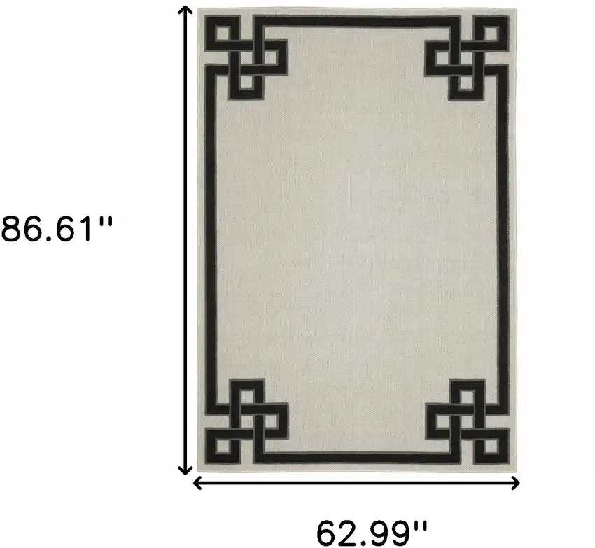 Beige and Black Stain Resistant Indoor Outdoor Area Rug Photo 3