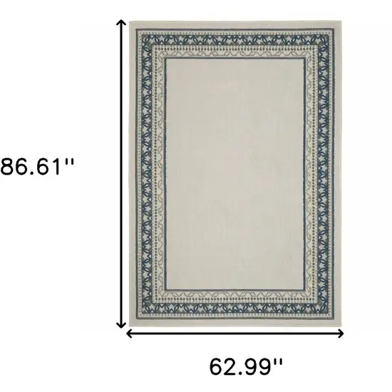 Blue and Beige Stain Resistant Indoor Outdoor Area Rug Photo 3