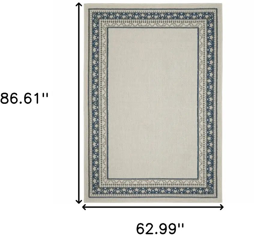 Blue and Beige Stain Resistant Indoor Outdoor Area Rug Photo 3